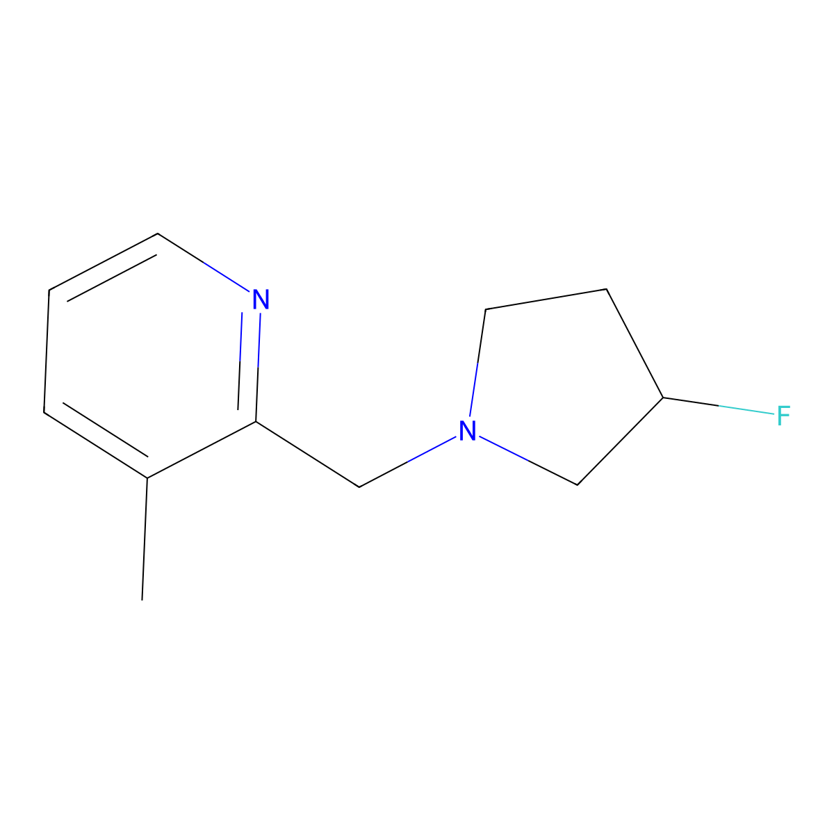 2-[(3-Fluoropyrrolidin-1-yl)methyl]-3-methylpyridine molecular structure, CAS 3030866-72-6