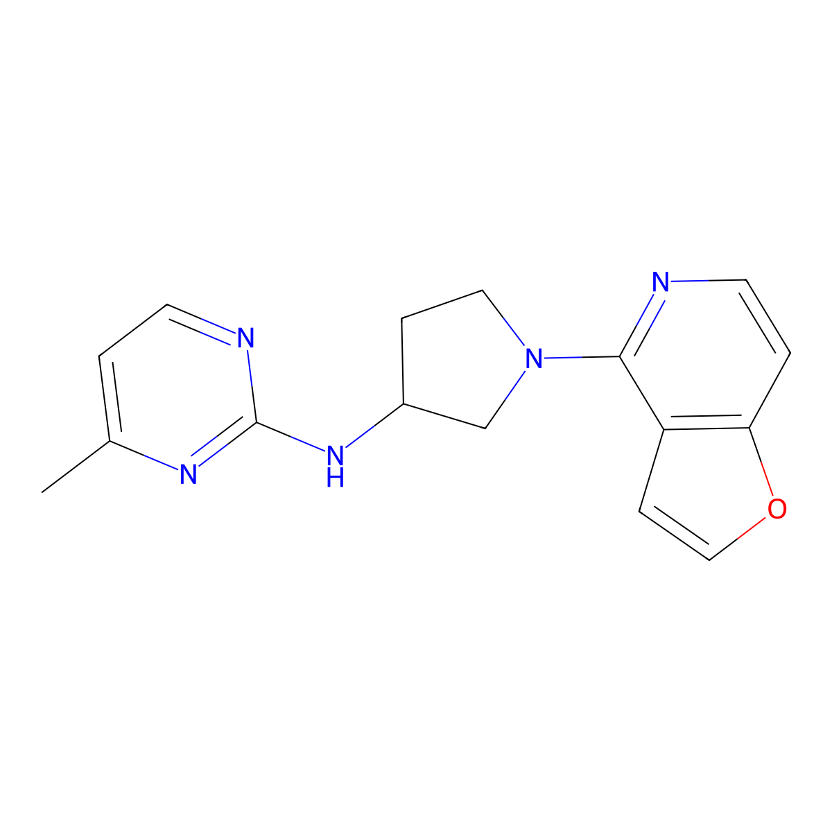 N-(1-{furo[3,2-c]pyridin-4-yl}pyrrolidin-3-yl)-4-methylpyrimidin-2-amine molecular structure, CAS 3030866-74-8