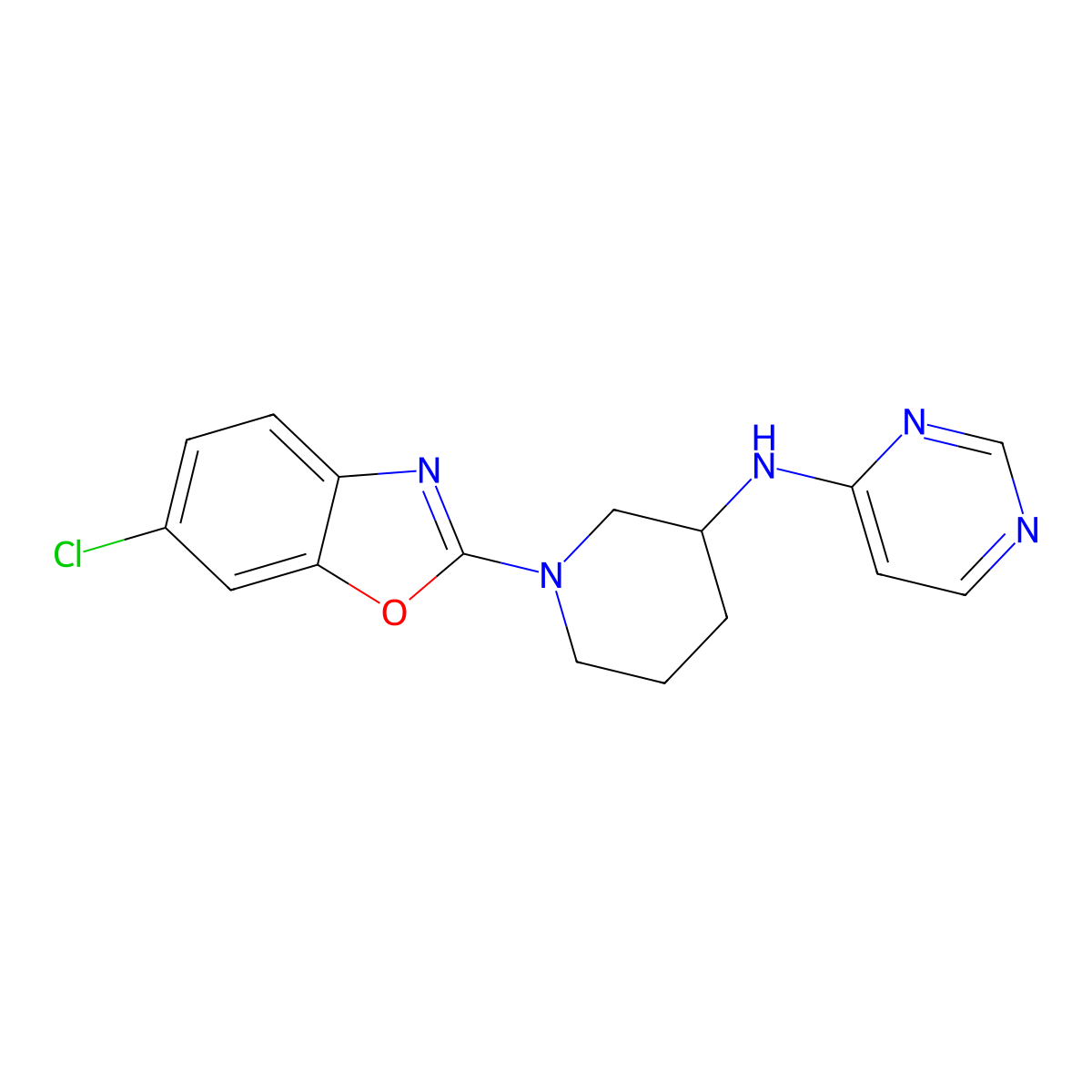 N-[1-(6-chloro-1,3-benzoxazol-2-yl)piperidin-3-yl]pyrimidin-4-amine molecular structure, CAS 3030866-78-2