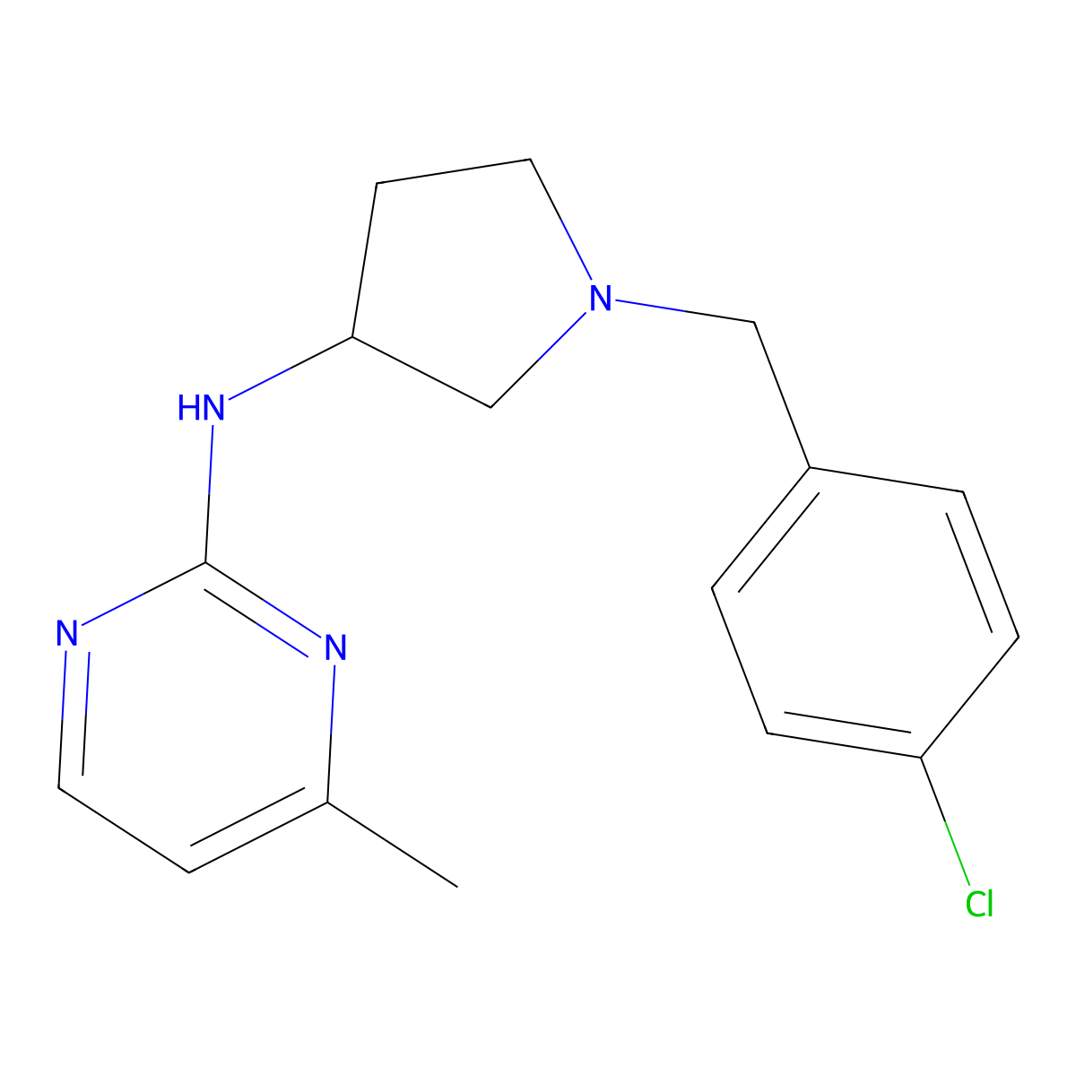 N-{1-[(4-chlorophenyl)methyl]pyrrolidin-3-yl}-4-methylpyrimidin-2-amine molecular structure, CAS 3030866-81-7