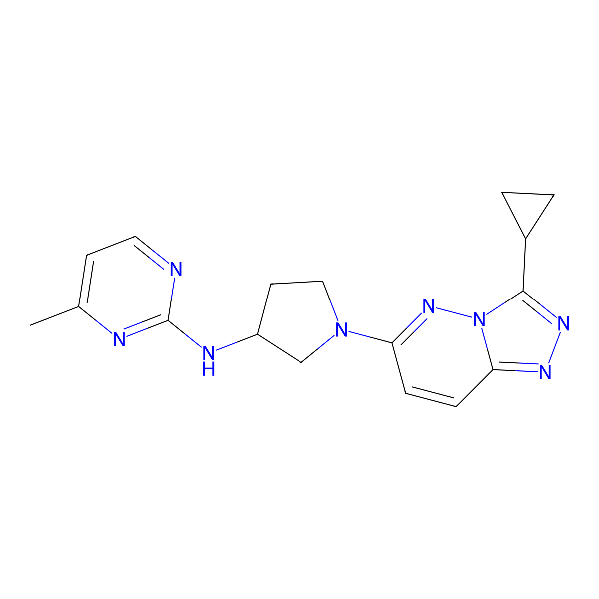 N-(1-{3-cyclopropyl-[1,2,4]triazolo[4,3-b]pyridazin-6-yl}pyrrolidin-3-yl)-4-methylpyrimidin-2-amine molecular structure, CAS 3030866-88-4