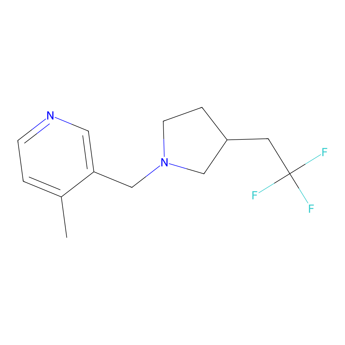4-Methyl-3-{[3-(2,2,2-trifluoroethyl)pyrrolidin-1-yl]methyl}pyridine molecular structure, CAS 3030866-89-5