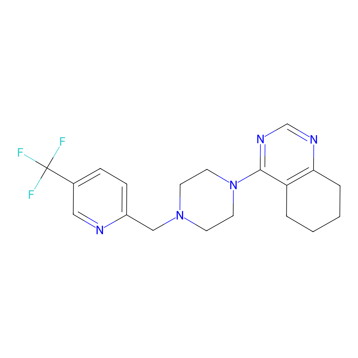 4-(4-{[5-(Trifluoromethyl)pyridin-2-yl]methyl}piperazin-1-yl)-5,6,7,8-tetrahydroquinazoline molecular structure, CAS 3030866-97-5