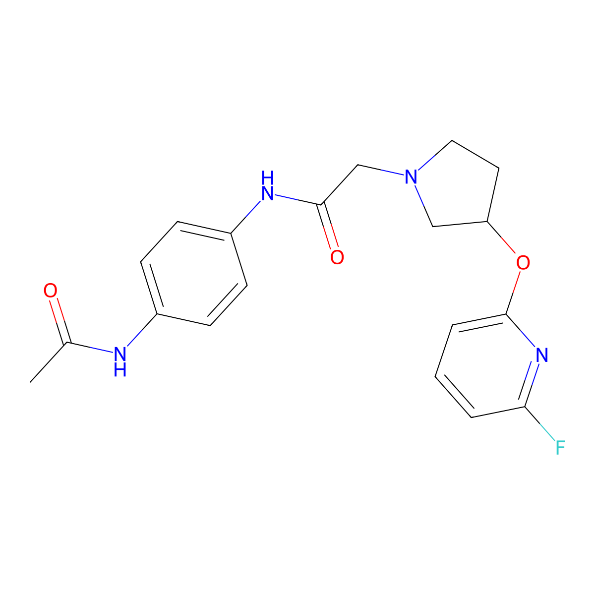 N-(4-acetamidophenyl)-2-{3-[(6-fluoropyridin-2-yl)oxy]pyrrolidin-1-yl}acetamide molecular structure, CAS 3030867-01-4