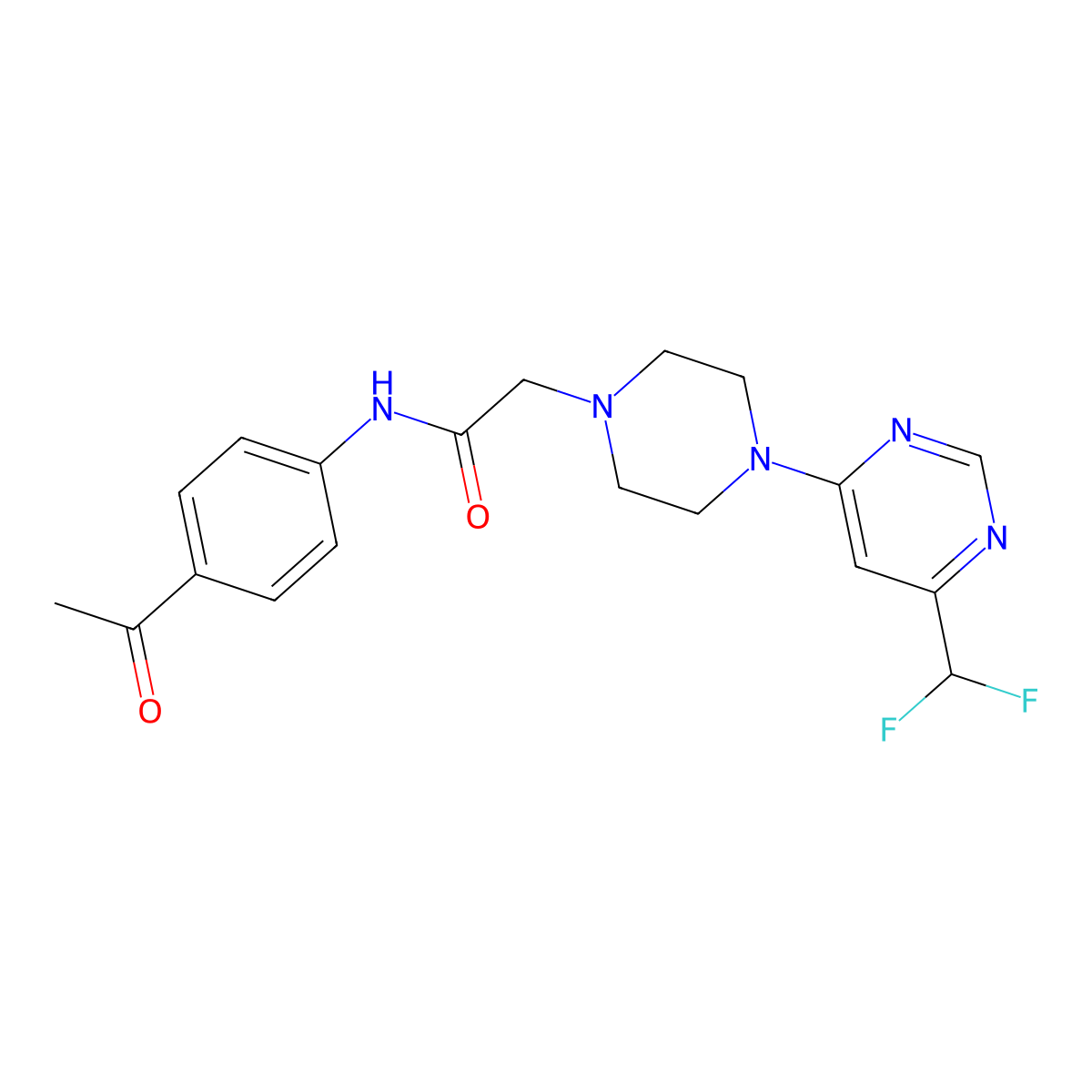 N-(4-acetylphenyl)-2-{4-[6-(difluoromethyl)pyrimidin-4-yl]piperazin-1-yl}acetamide molecular structure, CAS 3030867-17-2