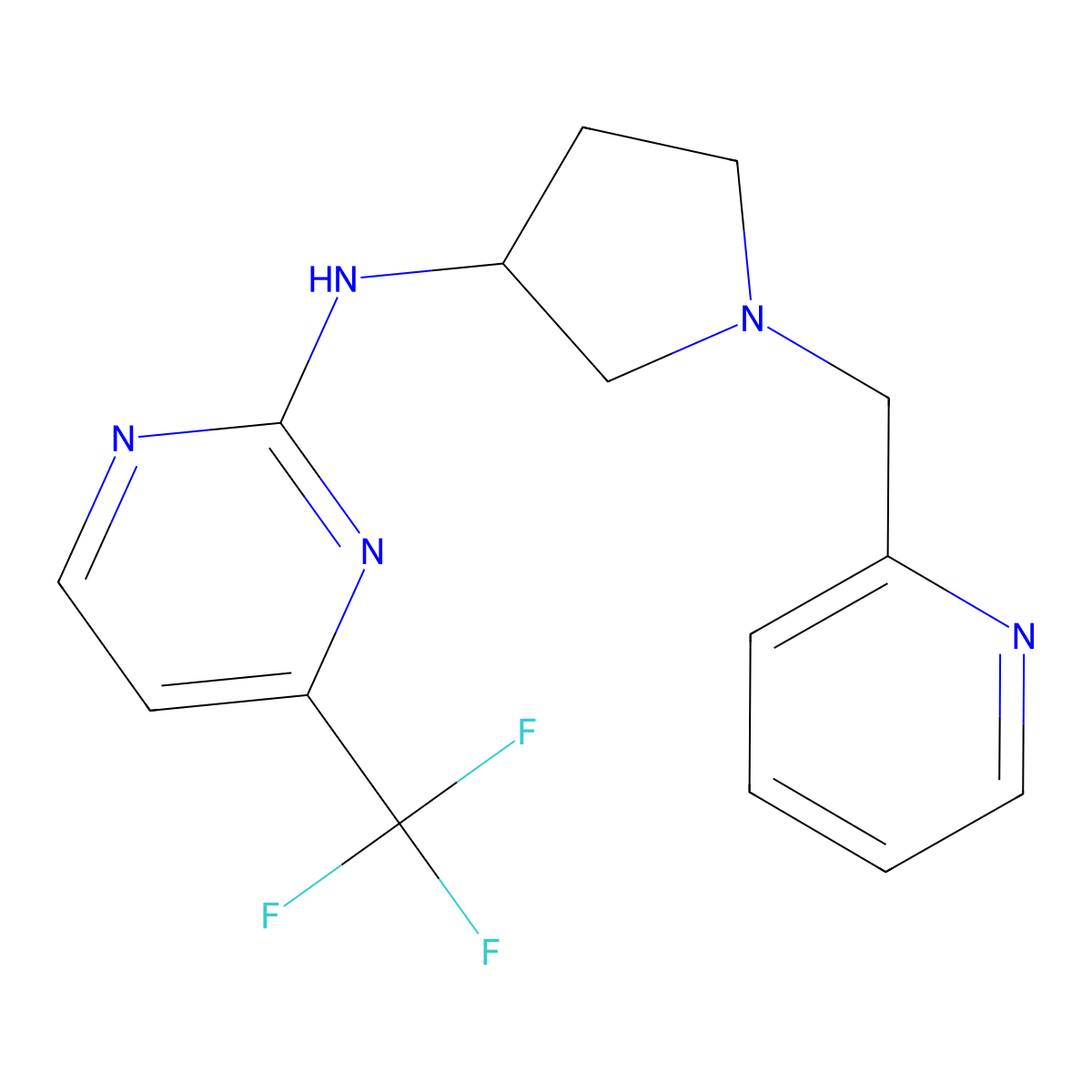 N-{1-[(pyridin-2-yl)methyl]pyrrolidin-3-yl}-4-(trifluoromethyl)pyrimidin-2-amine molecular structure, CAS 3030867-23-0