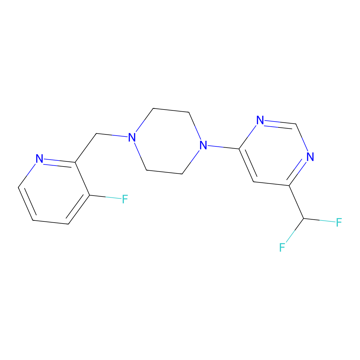4-(Difluoromethyl)-6-{4-[(3-fluoropyridin-2-yl)methyl]piperazin-1-yl}pyrimidine molecular structure, CAS 3030867-25-2