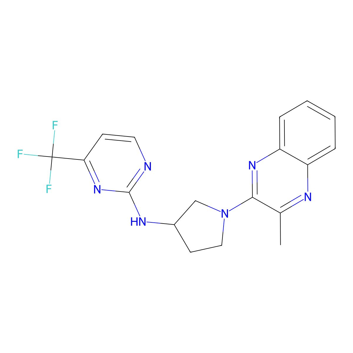 N-[1-(3-methylquinoxalin-2-yl)pyrrolidin-3-yl]-4-(trifluoromethyl)pyrimidin-2-amine molecular structure, CAS 3030867-31-0