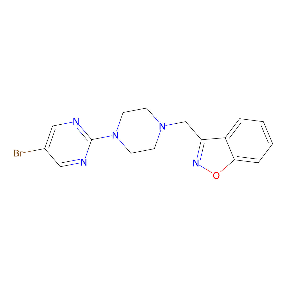 3-{[4-(5-Bromopyrimidin-2-yl)piperazin-1-yl]methyl}-1,2-benzoxazole molecular structure, CAS 3030867-33-2