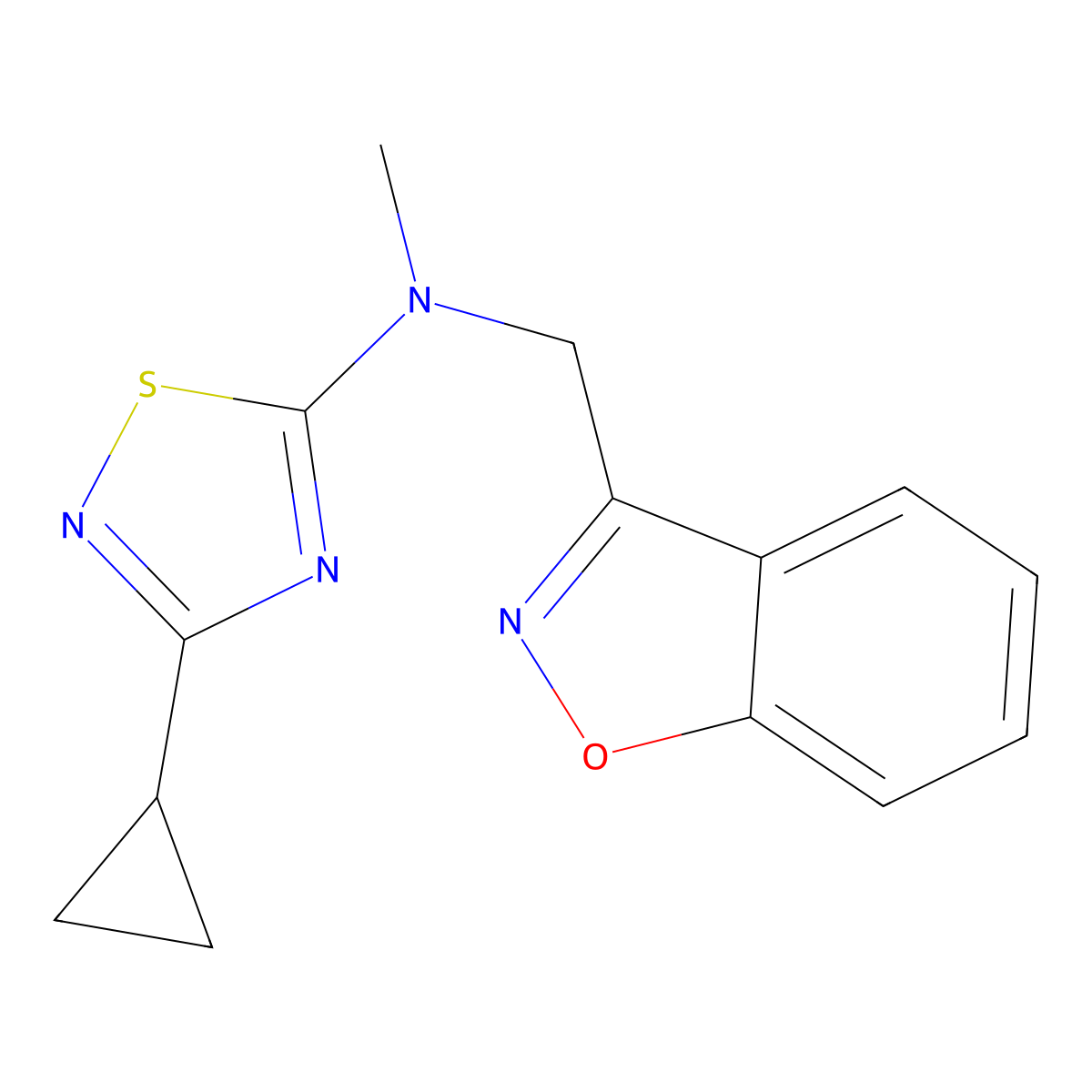 N-[(1,2-benzoxazol-3-yl)methyl]-3-cyclopropyl-N-methyl-1,2,4-thiadiazol-5-amine molecular structure, CAS 3030867-46-7