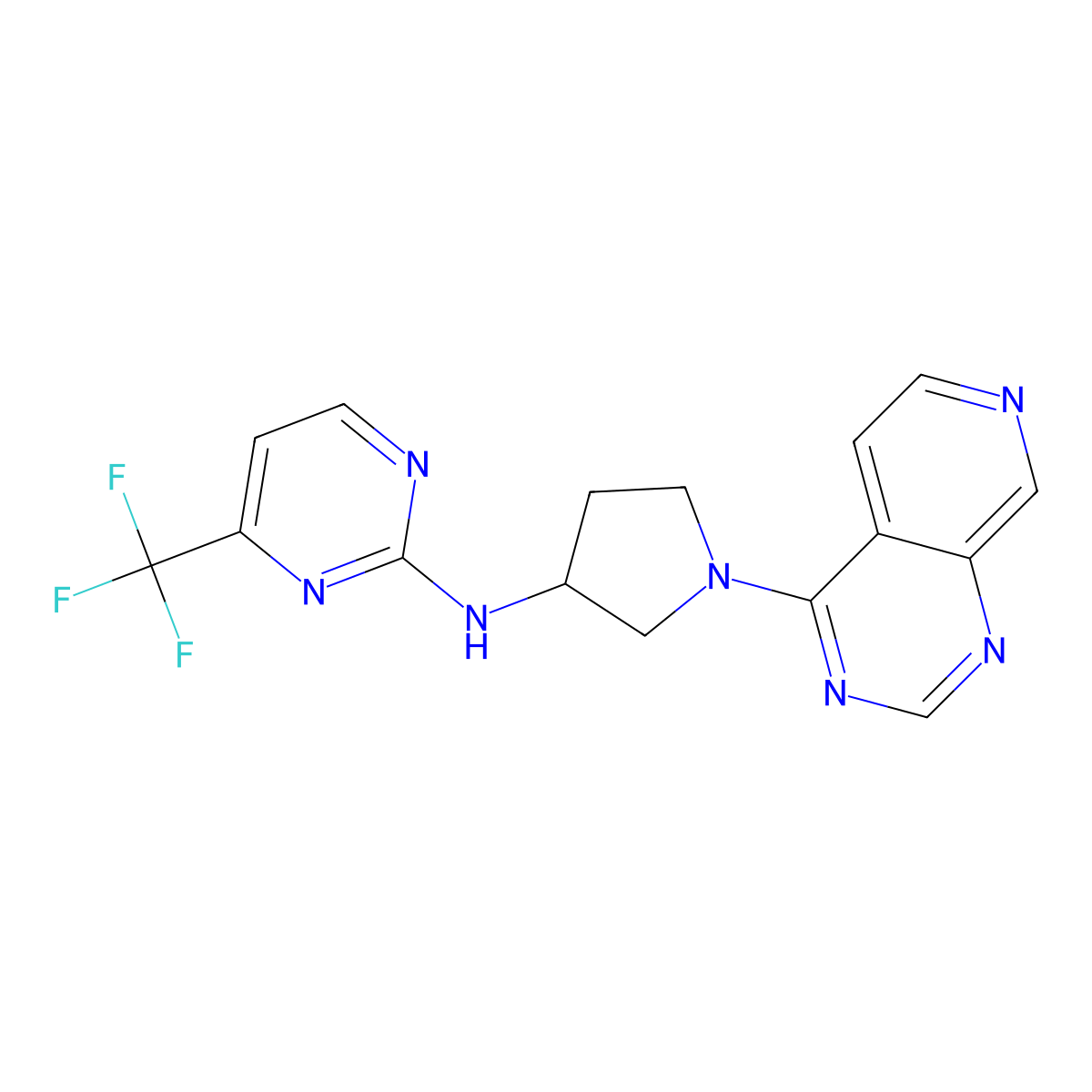 N-(1-{pyrido[3,4-d]pyrimidin-4-yl}pyrrolidin-3-yl)-4-(trifluoromethyl)pyrimidin-2-amine molecular structure, CAS 3030867-48-9