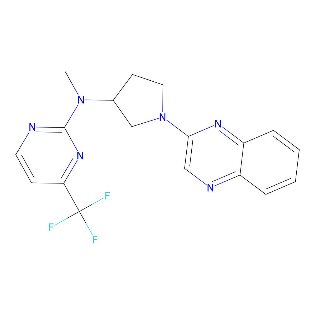 N-methyl-N-[1-(quinoxalin-2-yl)pyrrolidin-3-yl]-4-(trifluoromethyl)pyrimidin-2-amine molecular structure, CAS 3030867-62-7