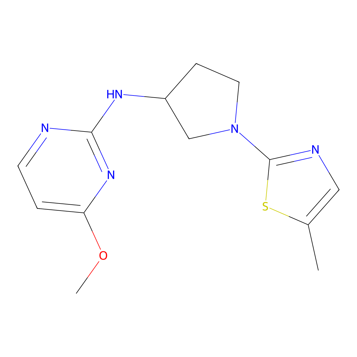 4-methoxy-N-[1-(5-methyl-1,3-thiazol-2-yl)pyrrolidin-3-yl]pyrimidin-2-amine molecular structure, CAS 3030867-70-7