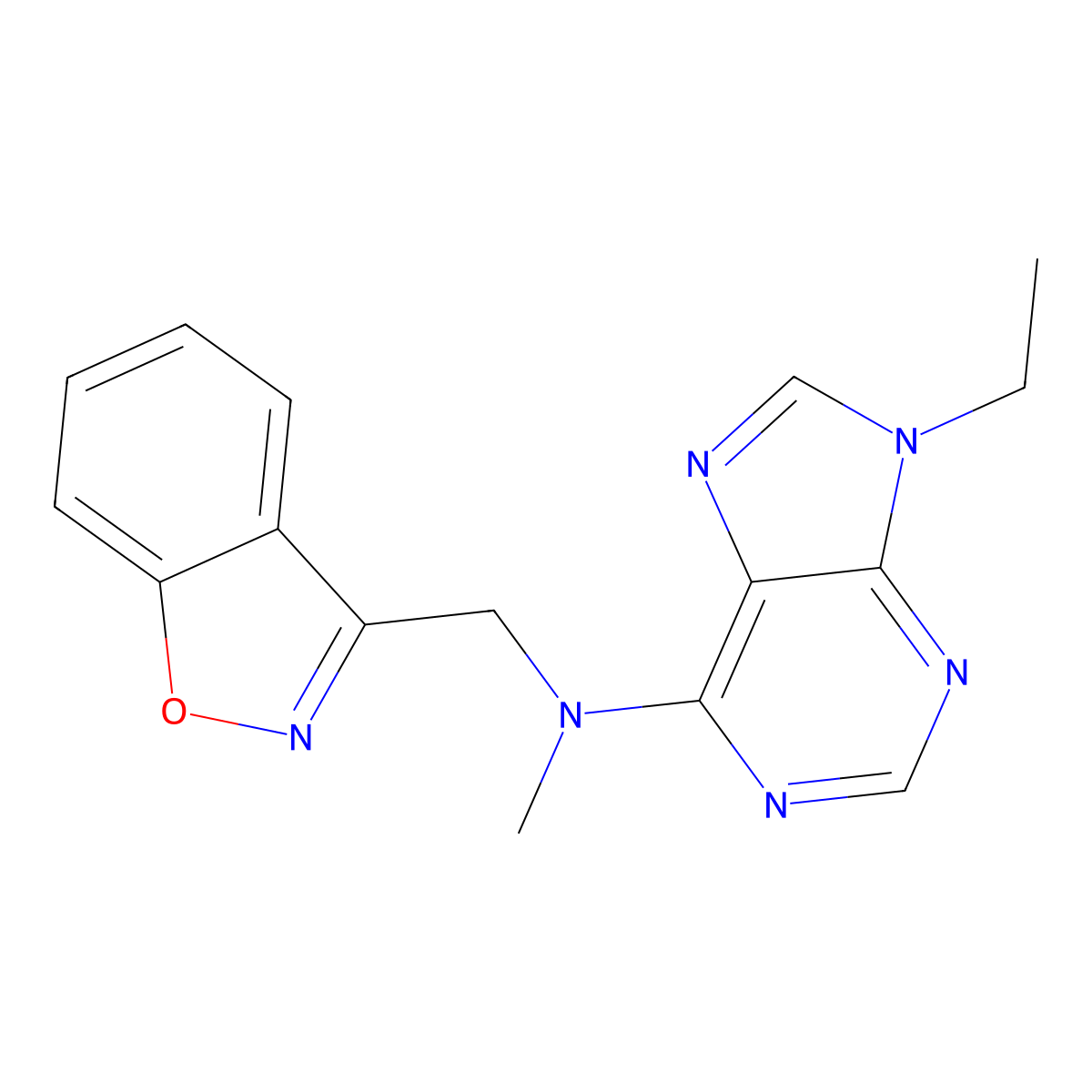 N-[(1,2-benzoxazol-3-yl)methyl]-9-ethyl-N-methyl-9H-purin-6-amine molecular structure, CAS 3030867-75-2