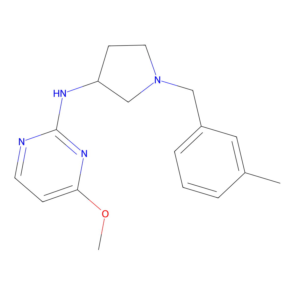 4-methoxy-N-{1-[(3-methylphenyl)methyl]pyrrolidin-3-yl}pyrimidin-2-amine molecular structure, CAS 3030867-78-5