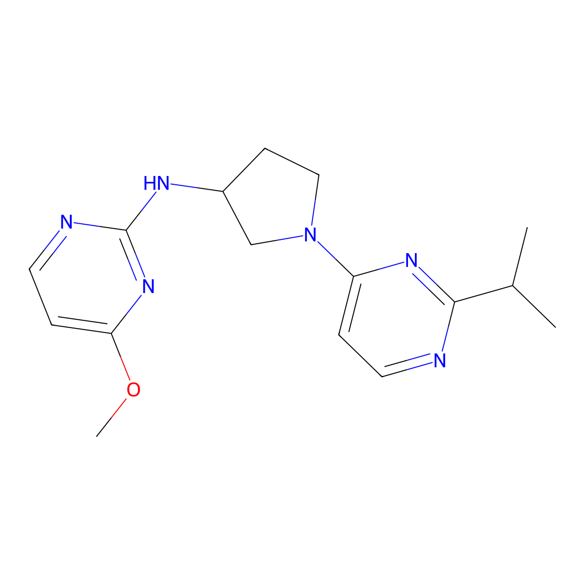 4-methoxy-N-{1-[2-(propan-2-yl)pyrimidin-4-yl]pyrrolidin-3-yl}pyrimidin-2-amine molecular structure, CAS 3030867-83-2