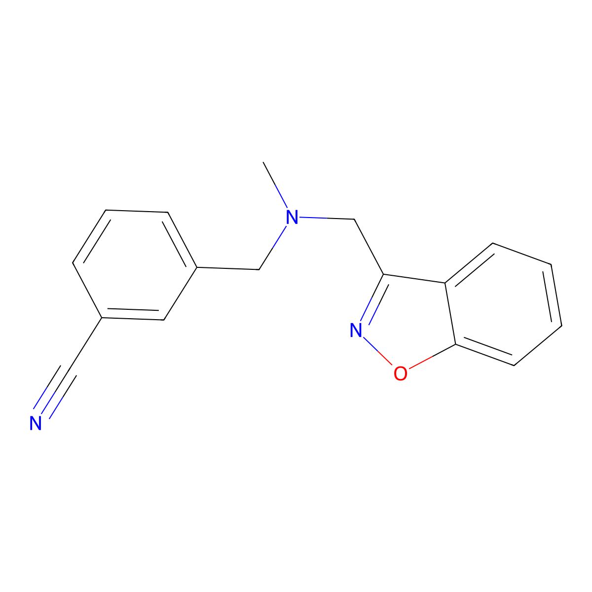 3-({[(1,2-Benzoxazol-3-yl)methyl](methyl)amino}methyl)benzonitrile molecular structure, CAS 3030867-85-4