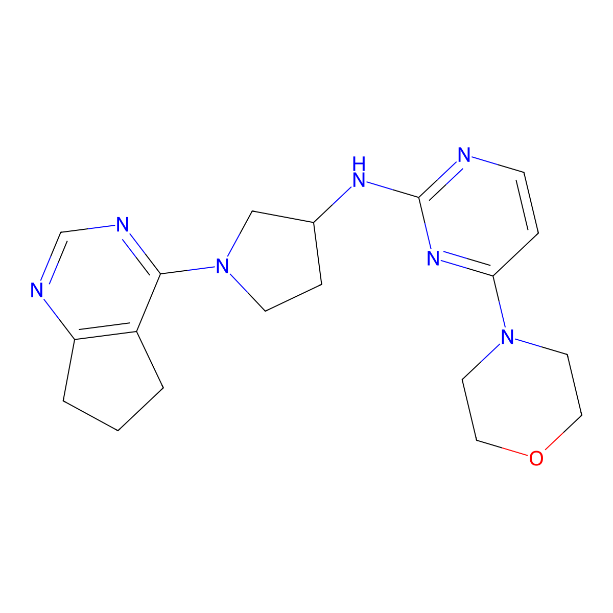 N-(1-{5H,6H,7H-cyclopenta[d]pyrimidin-4-yl}pyrrolidin-3-yl)-4-(morpholin-4-yl)pyrimidin-2-amine molecular structure, CAS 3030867-99-0