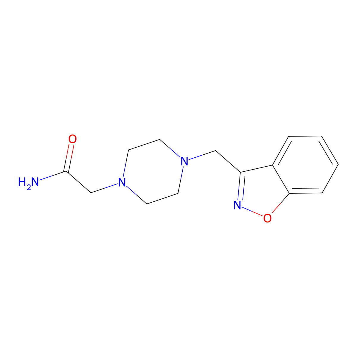 2-{4-[(1,2-Benzoxazol-3-yl)methyl]piperazin-1-yl}acetamide molecular structure, CAS 3030868-04-0