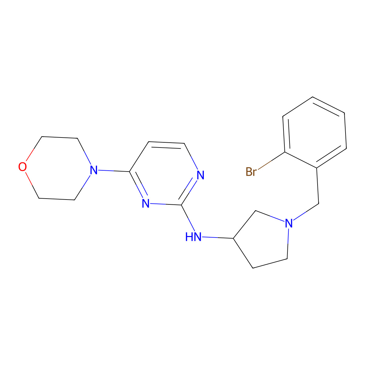 N-{1-[(2-bromophenyl)methyl]pyrrolidin-3-yl}-4-(morpholin-4-yl)pyrimidin-2-amine molecular structure, CAS 3030868-06-2