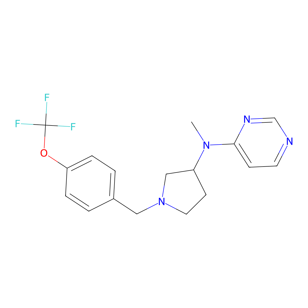 N-methyl-N-(1-{[4-(trifluoromethoxy)phenyl]methyl}pyrrolidin-3-yl)pyrimidin-4-amine molecular structure, CAS 3030868-14-2