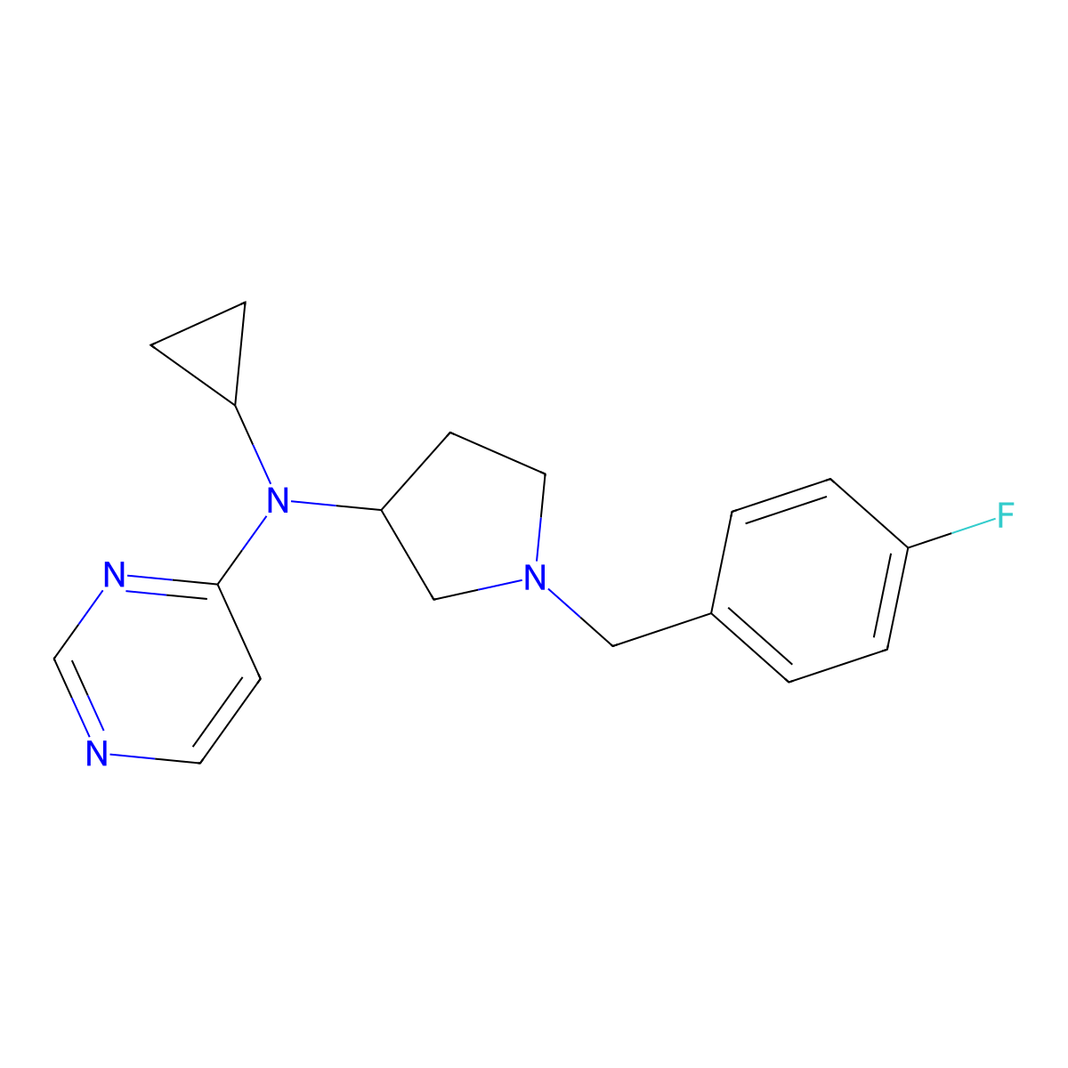 N-cyclopropyl-N-{1-[(4-fluorophenyl)methyl]pyrrolidin-3-yl}pyrimidin-4-amine molecular structure, CAS 3030868-24-4