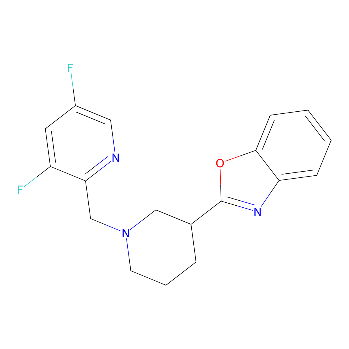 2-{1-[(3,5-Difluoropyridin-2-yl)methyl]piperidin-3-yl}-1,3-benzoxazole molecular structure, CAS 3030868-25-5