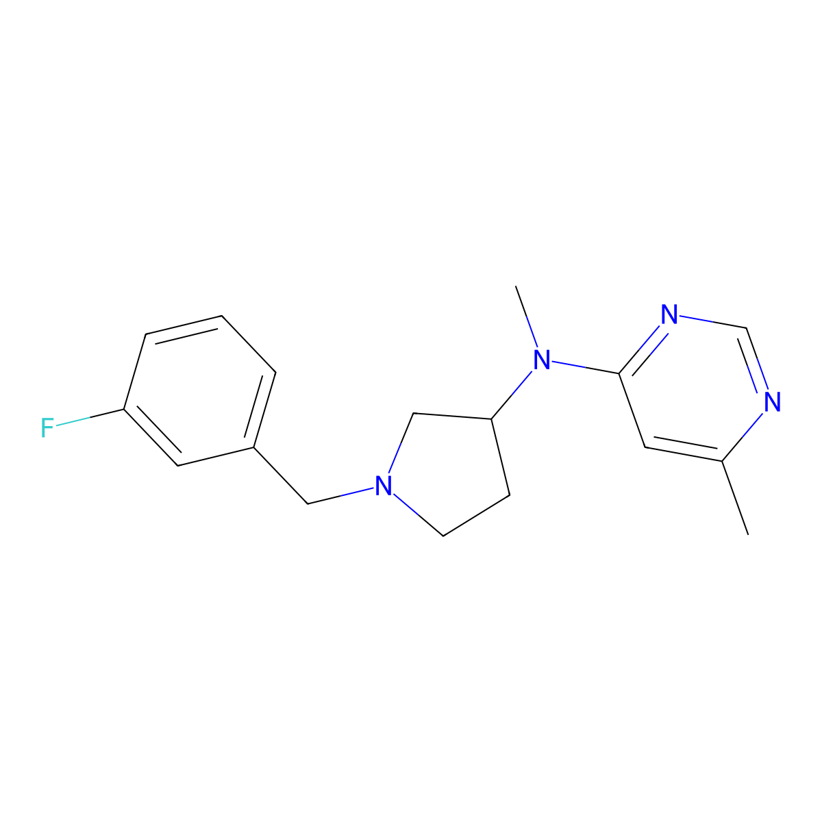 N-{1-[(3-fluorophenyl)methyl]pyrrolidin-3-yl}-N,6-dimethylpyrimidin-4-amine molecular structure, CAS 3030868-32-4