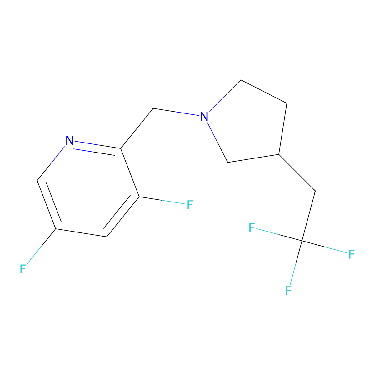 3,5-Difluoro-2-{[3-(2,2,2-trifluoroethyl)pyrrolidin-1-yl]methyl}pyridine molecular structure, CAS 3030868-33-5