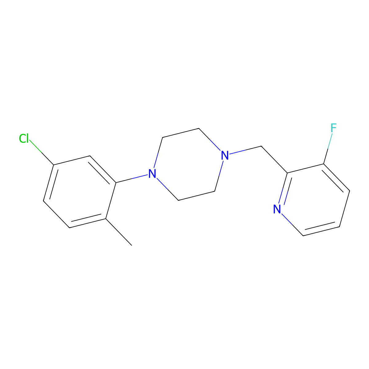 1-(5-Chloro-2-methylphenyl)-4-[(3-fluoropyridin-2-yl)methyl]piperazine molecular structure, CAS 3030868-41-5