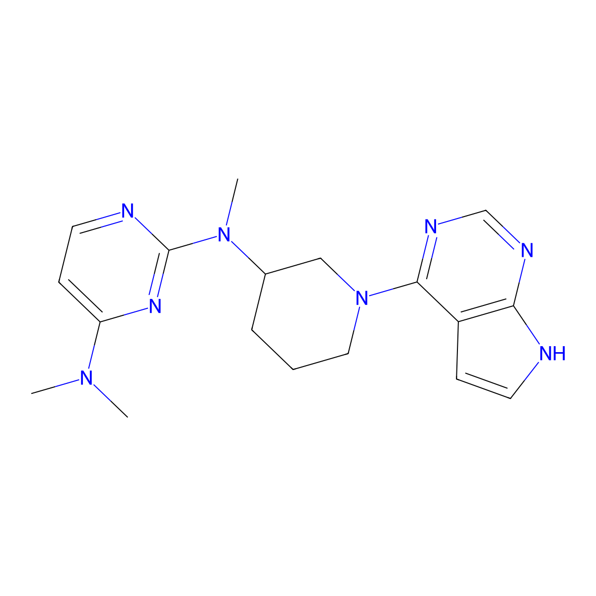 N2,N4,N4-trimethyl-N2-(1-{7H-pyrrolo[2,3-d]pyrimidin-4-yl}piperidin-3-yl)pyrimidine-2,4-diamine molecular structure, CAS 3030868-51-7