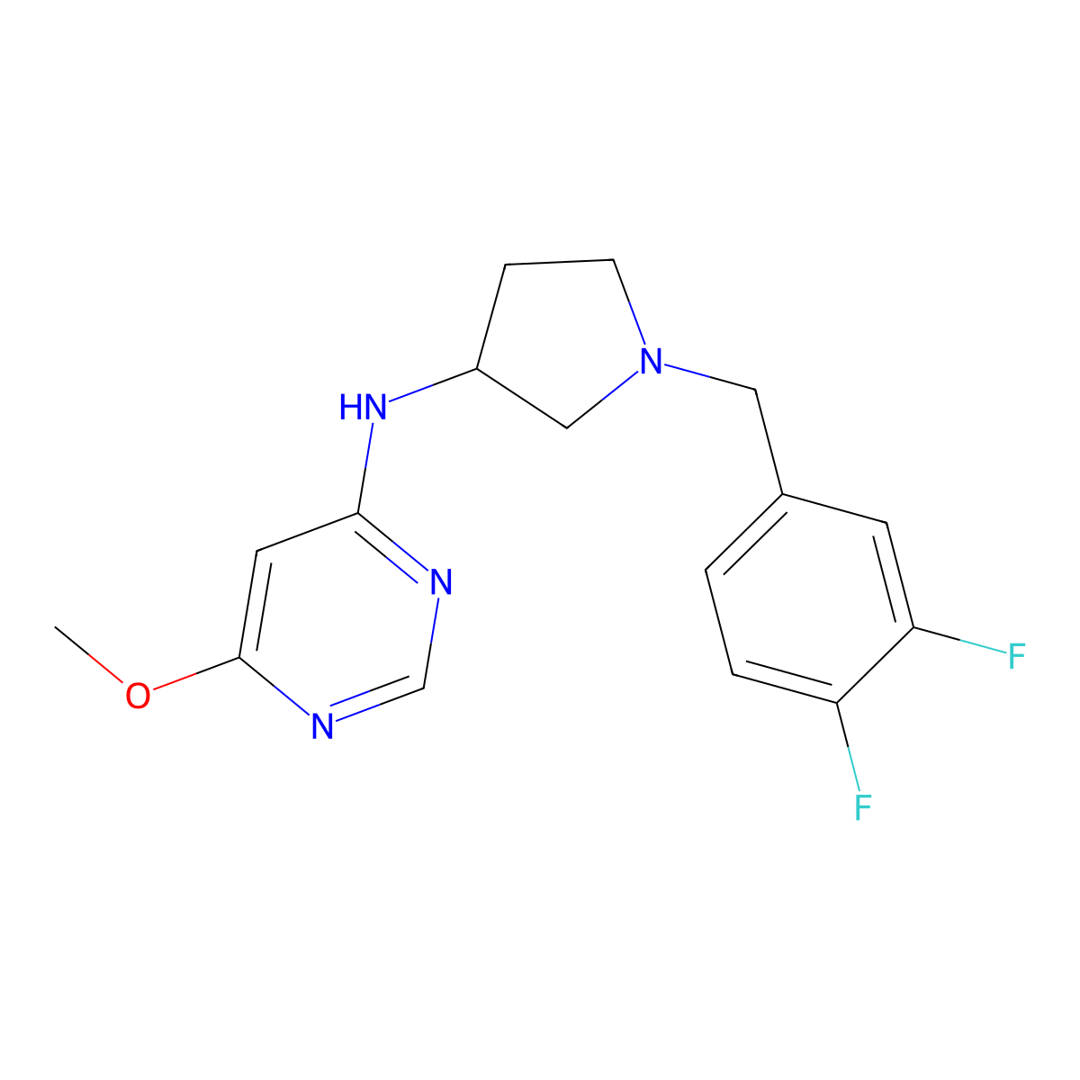 N-{1-[(3,4-difluorophenyl)methyl]pyrrolidin-3-yl}-6-methoxypyrimidin-4-amine molecular structure, CAS 3030868-56-2