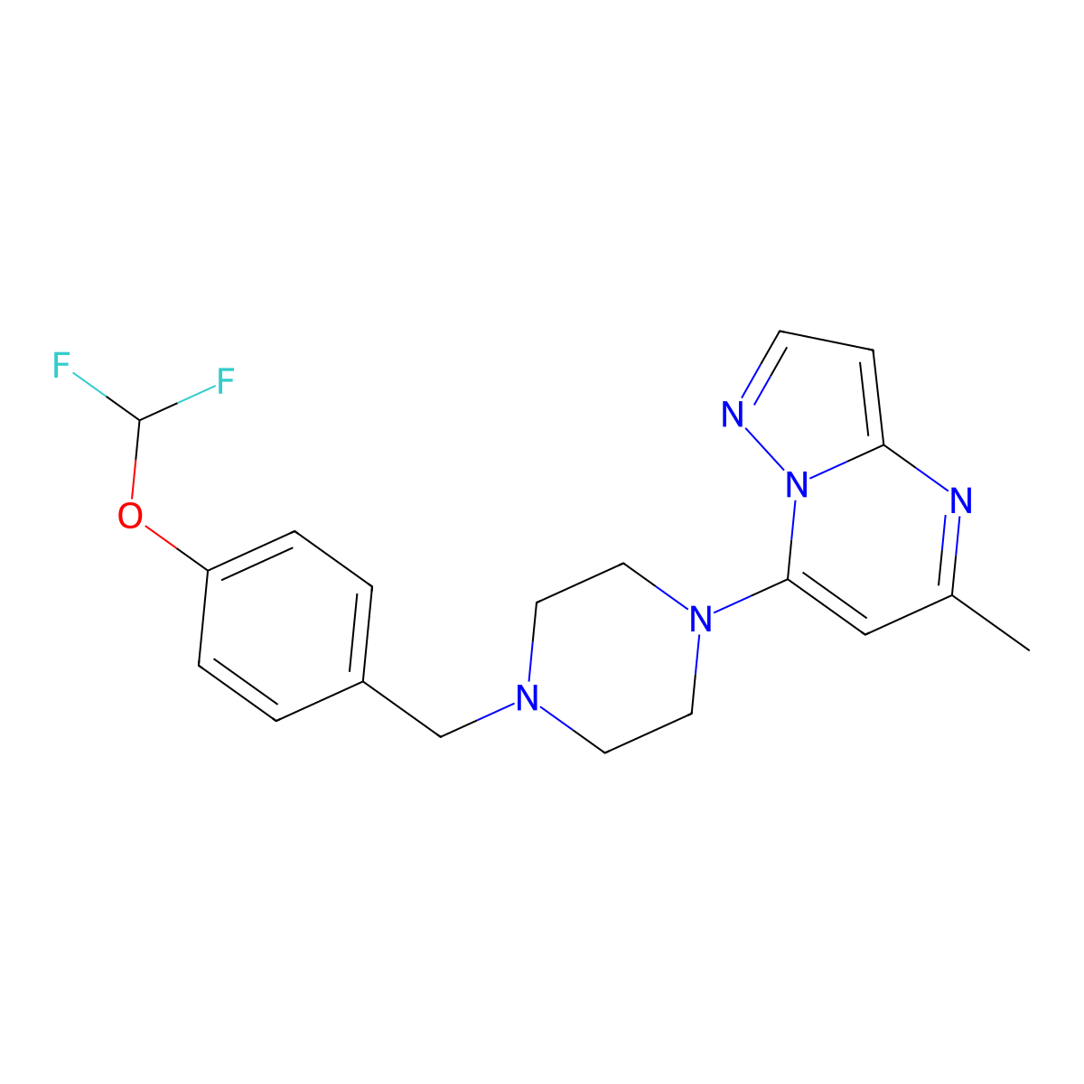 1-{[4-(Difluoromethoxy)phenyl]methyl}-4-{5-methylpyrazolo[1,5-a]pyrimidin-7-yl}piperazine molecular structure, CAS 3030868-60-8