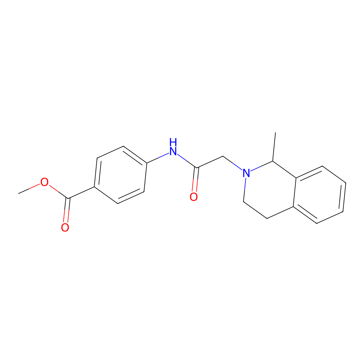 methyl 4-[[2-(1-methyl-3,4-dihydro-1H-isoquinolin-2-yl)acetyl]amino]benzoate molecular structure, CAS 3030868-69-7