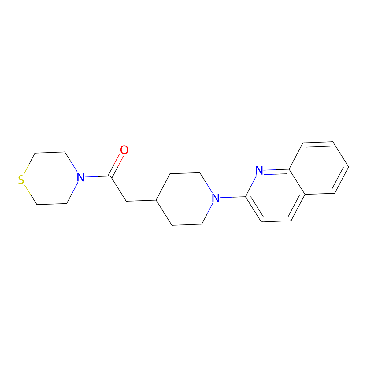 2-[1-(Quinolin-2-yl)piperidin-4-yl]-1-(thiomorpholin-4-yl)ethan-1-one molecular structure, CAS 3030868-80-2
