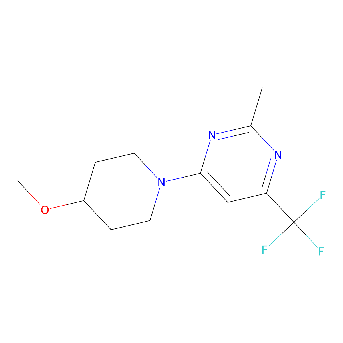 4-(4-Methoxypiperidin-1-yl)-2-methyl-6-(trifluoromethyl)pyrimidine molecular structure, CAS 3030868-81-3