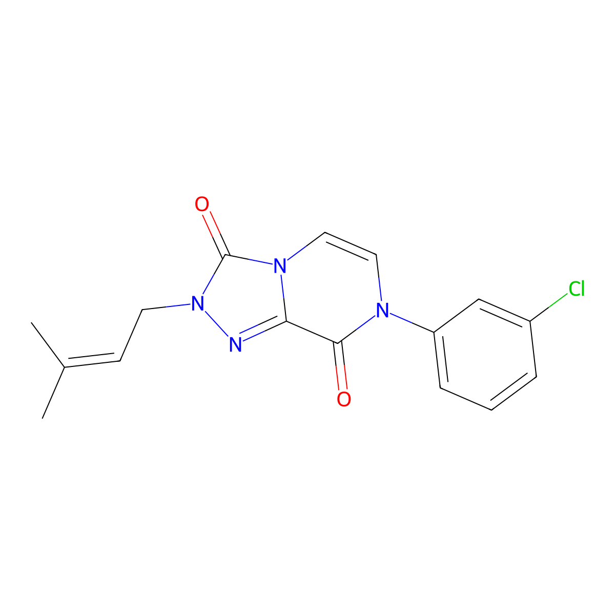 7-(3-chlorophenyl)-2-(3-methylbut-2-en-1-yl)-2H,3H,7H,8H-[1,2,4]triazolo[4,3-a]pyrazine-3,8-dione molecular structure, CAS 3030868-92-6