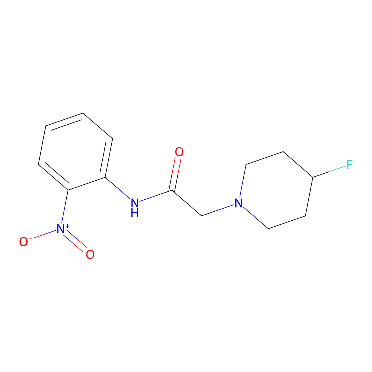 2-(4-fluoropiperidin-1-yl)-N-(2-nitrophenyl)acetamide molecular structure, CAS 3030868-96-0