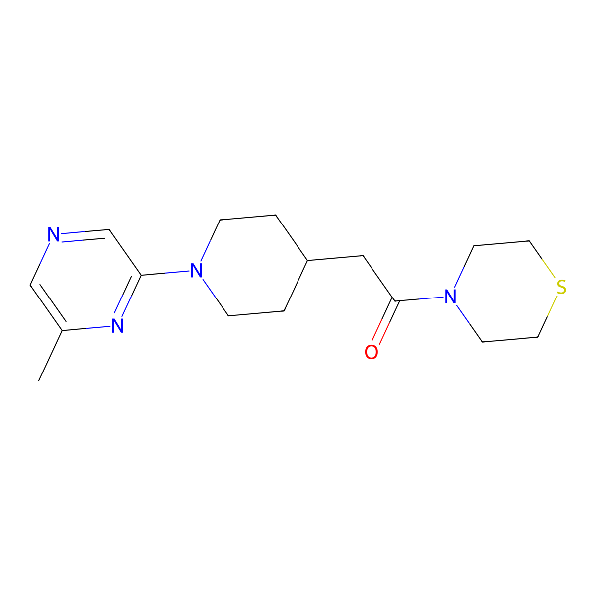 2-[1-(6-Methylpyrazin-2-yl)piperidin-4-yl]-1-(thiomorpholin-4-yl)ethan-1-one molecular structure, CAS 3030868-98-2