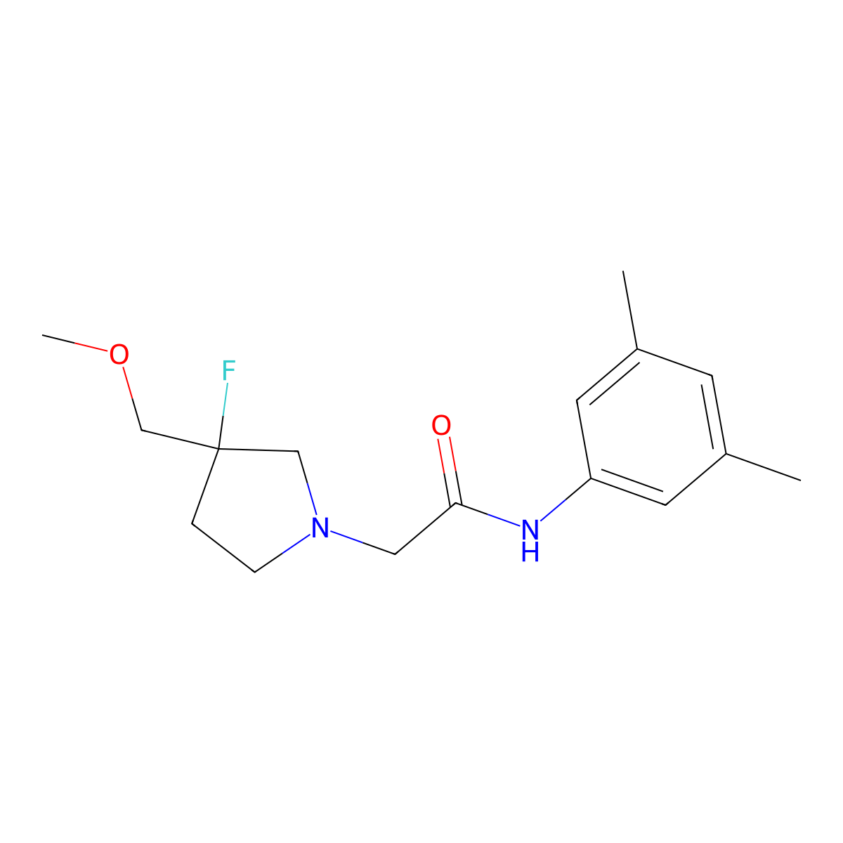 N-(3,5-dimethylphenyl)-2-[3-fluoro-3-(methoxymethyl)pyrrolidin-1-yl]acetamide molecular structure, CAS 3030869-09-8
