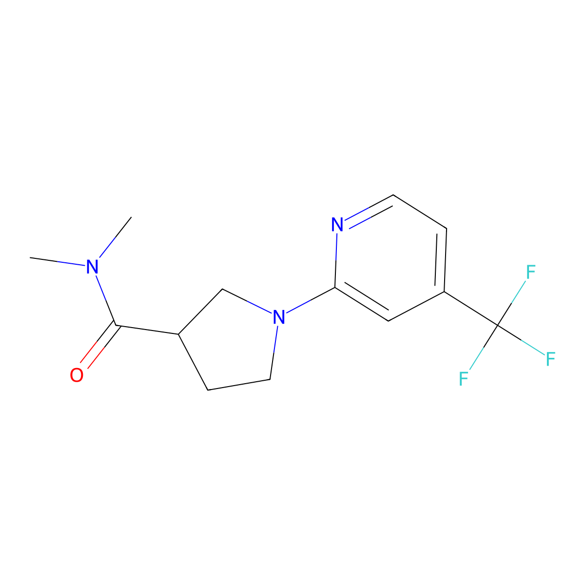 N,N-dimethyl-1-[4-(trifluoromethyl)pyridin-2-yl]pyrrolidine-3-carboxamide molecular structure, CAS 3030869-12-3