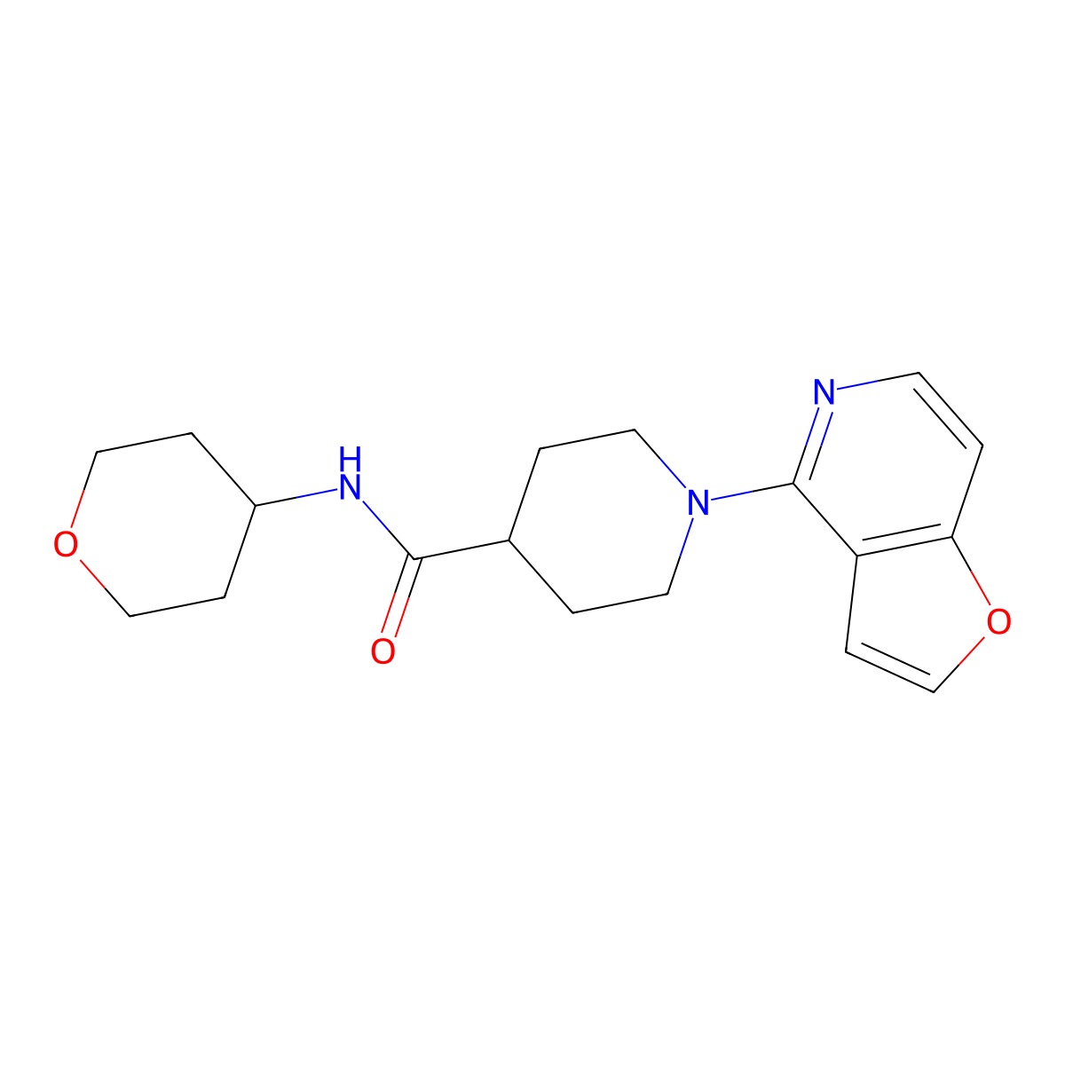 1-{furo[3,2-c]pyridin-4-yl}-N-(oxan-4-yl)piperidine-4-carboxamide molecular structure, CAS 3030869-36-1