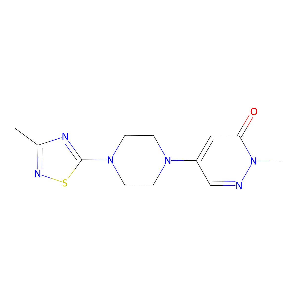 2-Methyl-5-[4-(3-methyl-1,2,4-thiadiazol-5-yl)piperazin-1-yl]-2,3-dihydropyridazin-3-one molecular structure, CAS 3030869-38-3