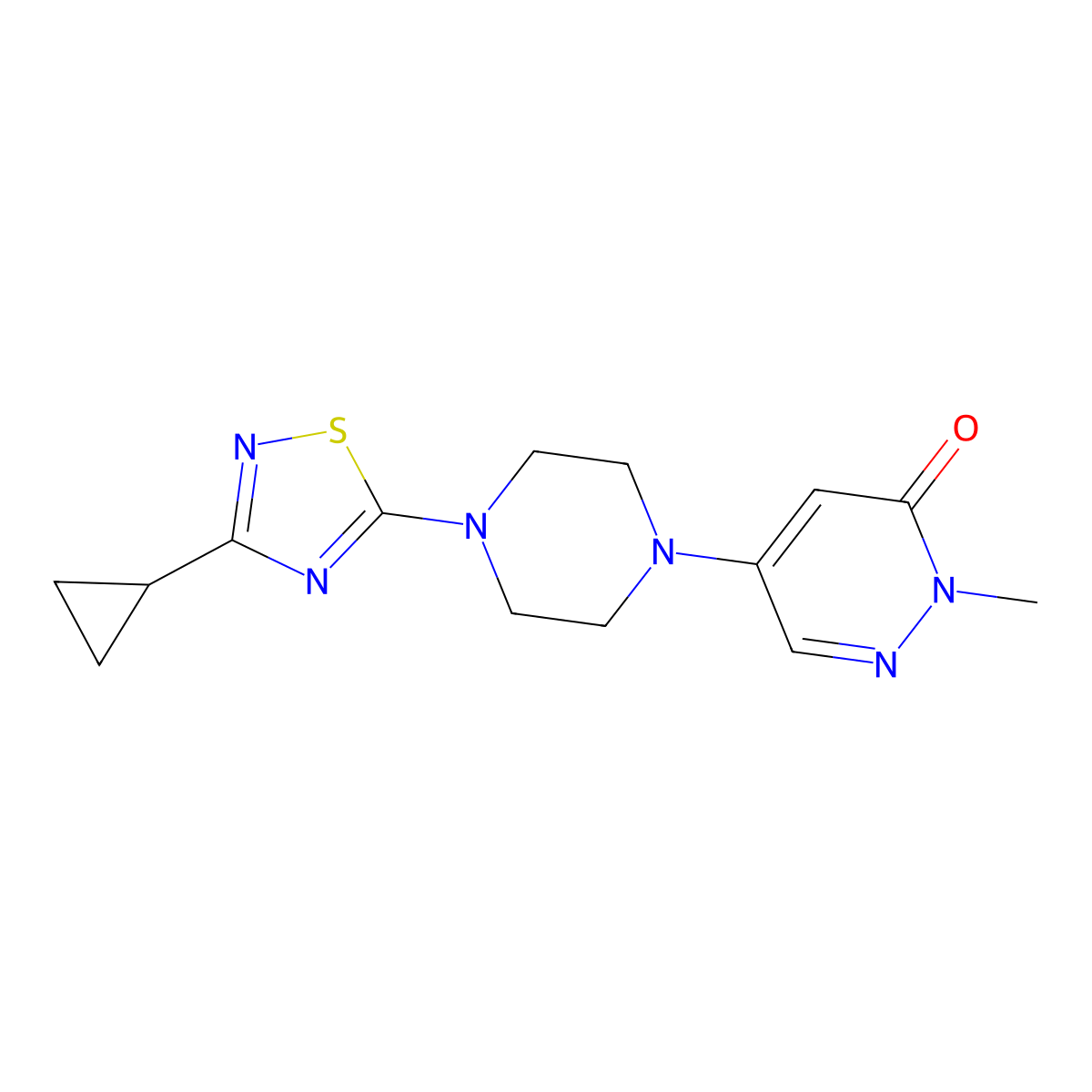 5-[4-(3-Cyclopropyl-1,2,4-thiadiazol-5-yl)piperazin-1-yl]-2-methyl-2,3-dihydropyridazin-3-one molecular structure, CAS 3030869-43-0