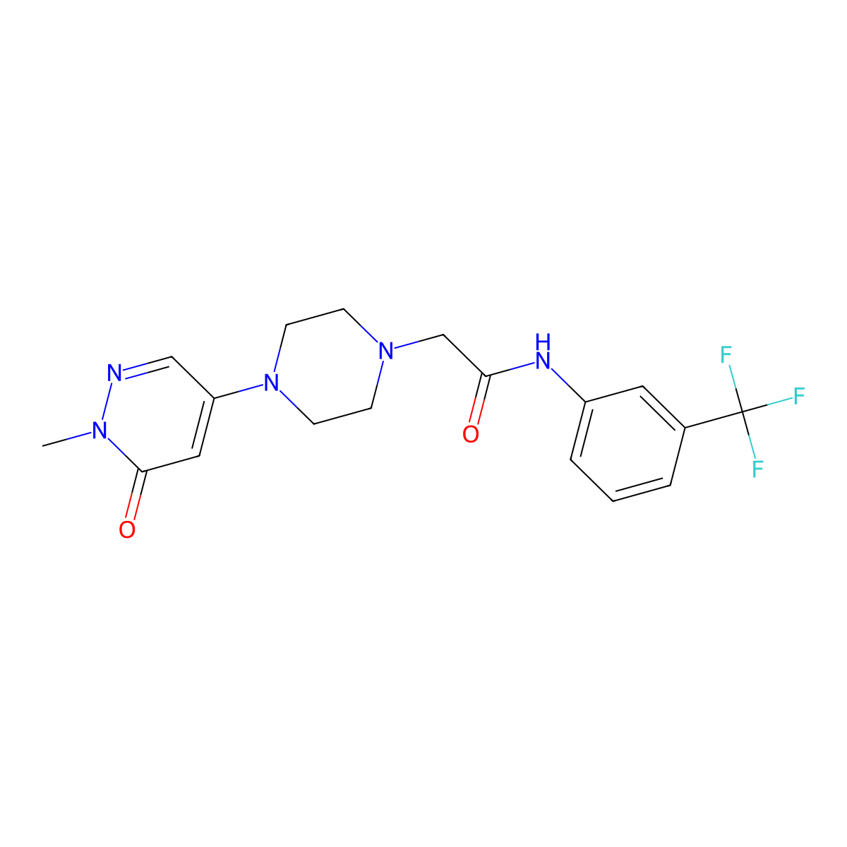 2-[4-(1-methyl-6-oxopyridazin-4-yl)piperazin-1-yl]-N-[3-(trifluoromethyl)phenyl]acetamide molecular structure, CAS 3030869-71-4