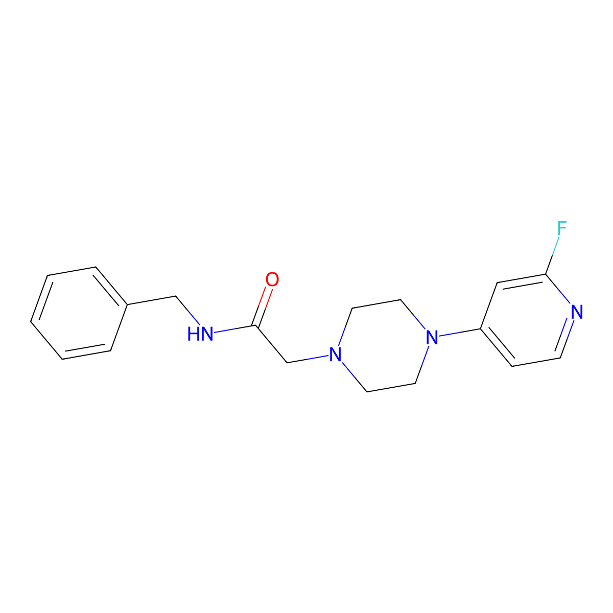 N-benzyl-2-[4-(2-fluoropyridin-4-yl)piperazin-1-yl]acetamide molecular structure, CAS 3030869-73-6