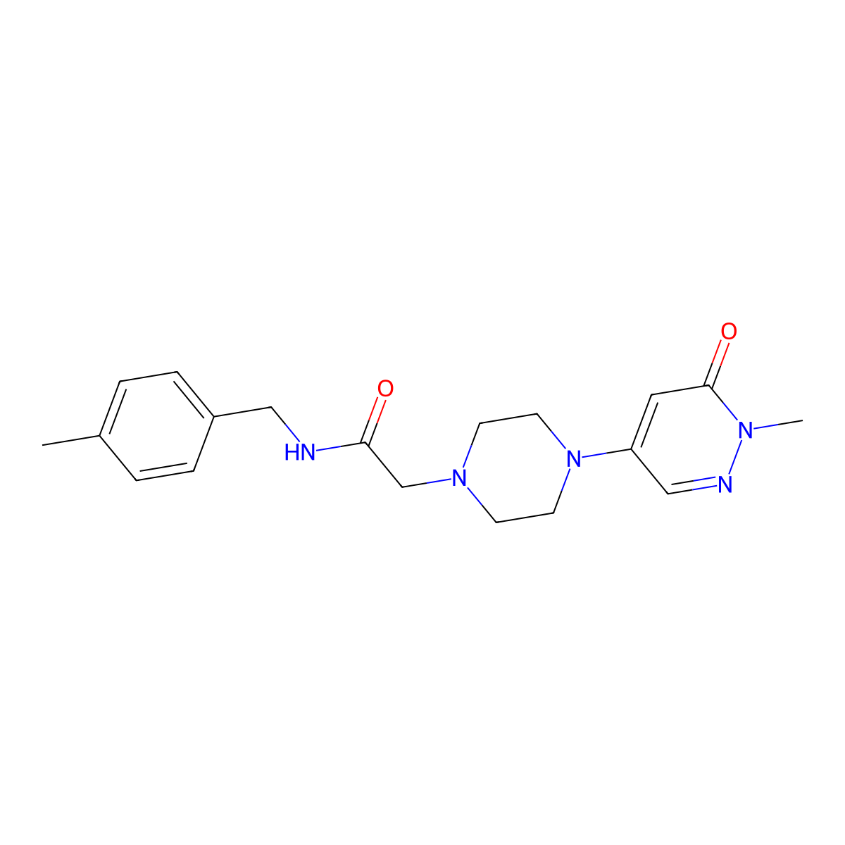 2-[4-(1-methyl-6-oxo-1,6-dihydropyridazin-4-yl)piperazin-1-yl]-N-[(4-methylphenyl)methyl]acetamide molecular structure, CAS 3030869-87-2