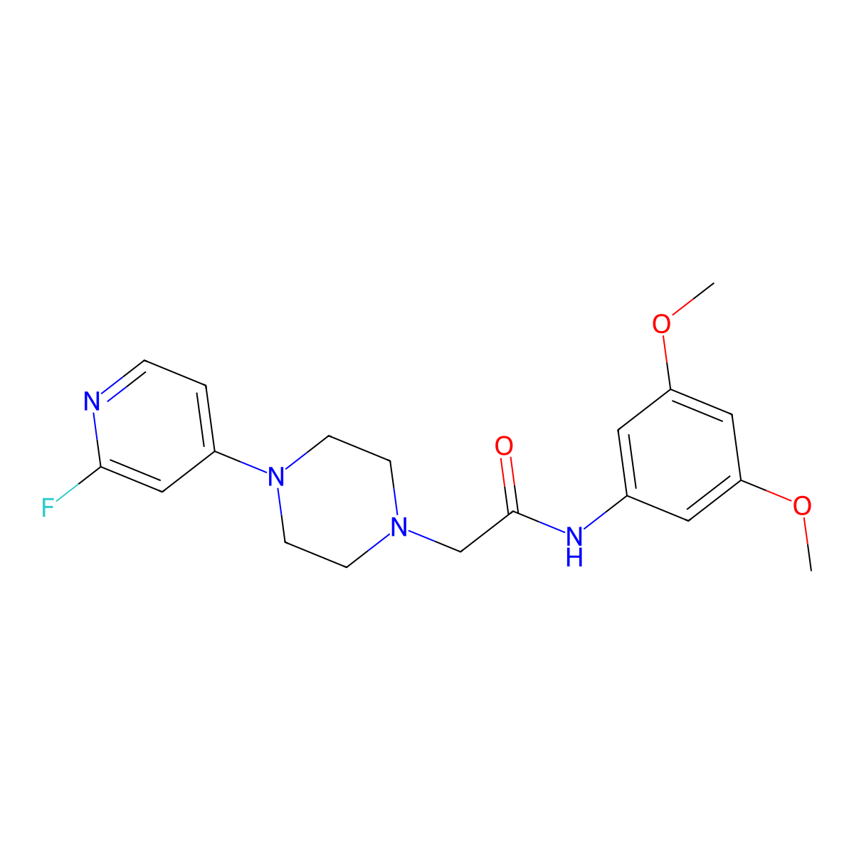 N-(3,5-dimethoxyphenyl)-2-[4-(2-fluoropyridin-4-yl)piperazin-1-yl]acetamide molecular structure, CAS 3030869-88-3