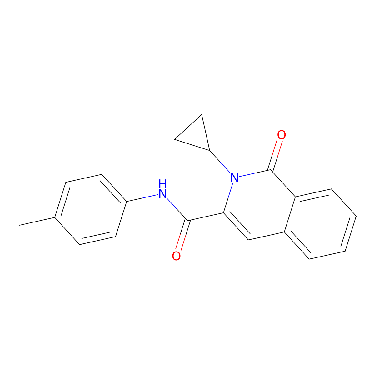 2-cyclopropyl-N-(4-methylphenyl)-1-oxoisoquinoline-3-carboxamide molecular structure, CAS 3030869-98-5