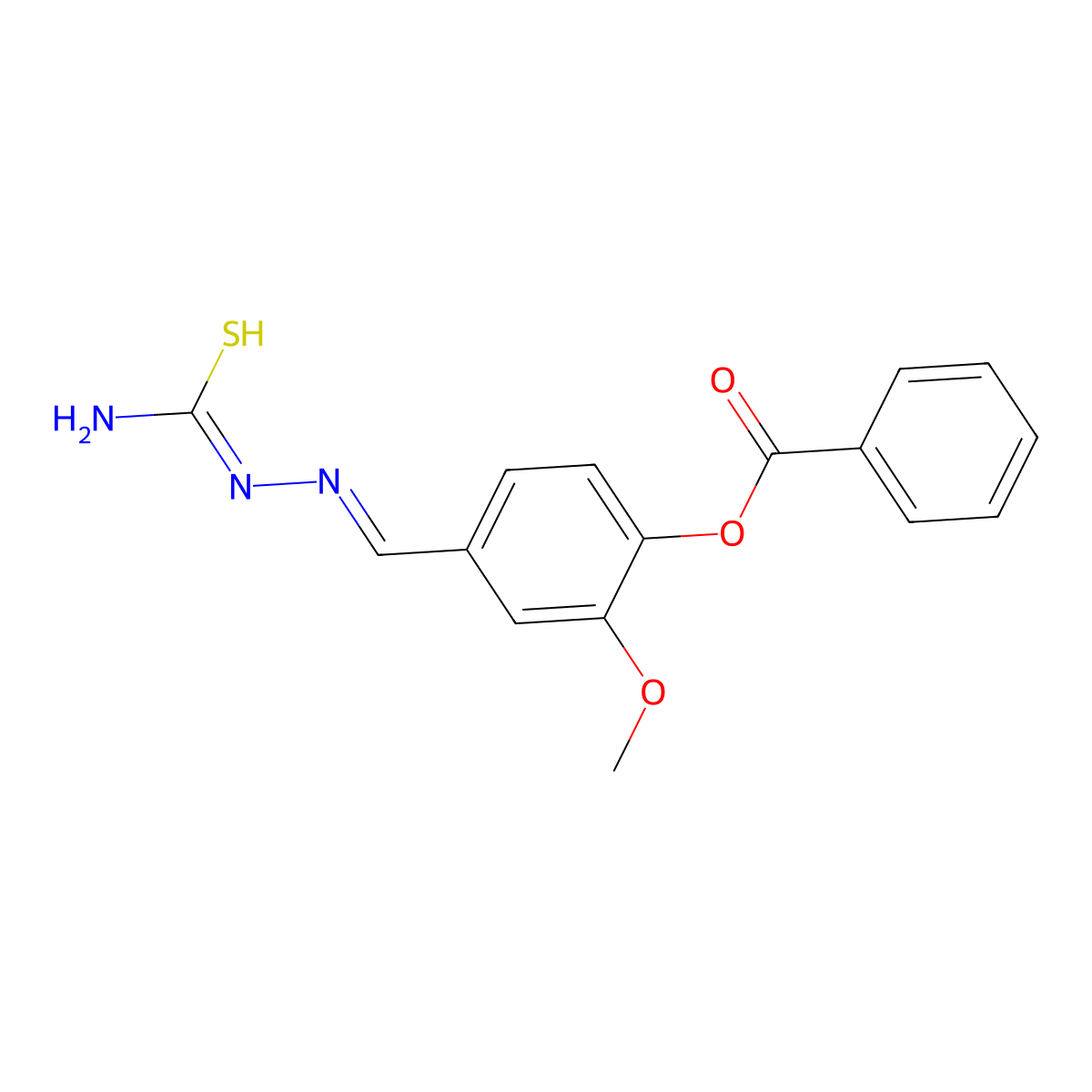 4-(2-(Aminocarbothioyl)carbohydrazonoyl)-2-methoxyphenyl benzoate molecular structure, CAS 303087-93-6